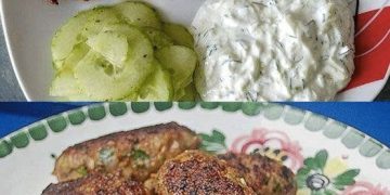 Türkische Hackröllchen mit Gurkenjoghurt und Salat
