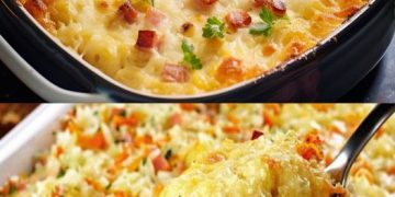 GEBACKENER REIS MIT SCHINKEN UND KÄSE