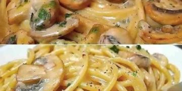 Champignons Spaghetti aus der Pfanne