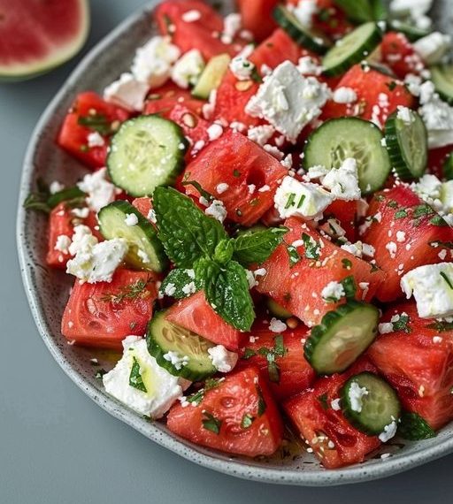 Wassermelonen-Gurken-Salat Mit Feta