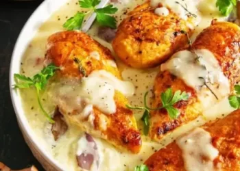 Hähnchenbrust in cremiger Knoblauch Parmesansoße