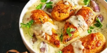 Hähnchenbrust in cremiger Knoblauch Parmesansoße