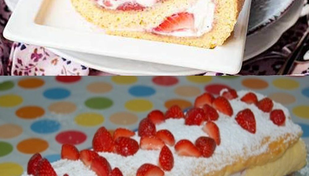 Erdbeer-Biskuitrolle Rezept 