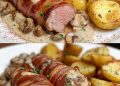 Schweinefilet im Speckmantel mit Champignons, Das Fleisch war super zart!