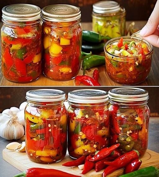 Paprika eingelegt mit Knoblauch