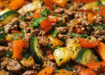 Buntes Sommergemüse mit würzigem Hackfleisch 