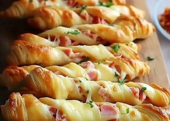 Blätterteig Stangen mit Schinken und Käse