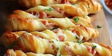 Blätterteig Stangen mit Schinken und Käse