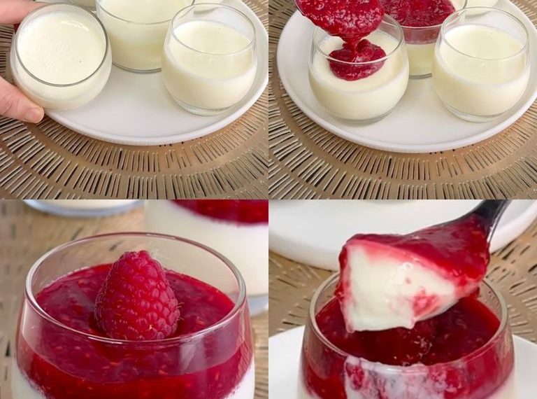 Vanillepudding mit Himbeercoulis: das Rezept für ein köstliches Löffeldessert