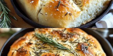 Rustikales Rosmarin-Knoblauch-Brot ohne Kneten 