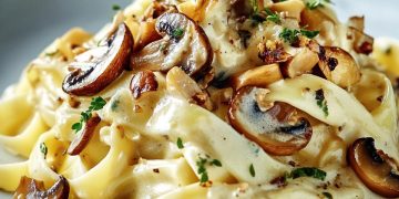  Pasta mit Maronensoße und Pilzen 